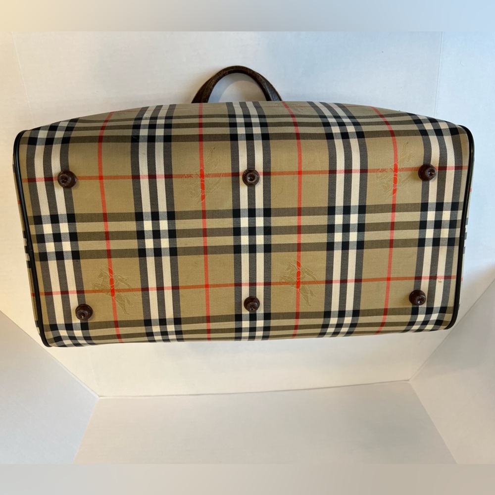 Burberry Nova Check Boston Bag Canvas Beige Brown‎ gold 100% authentic - Picture 10 of 16